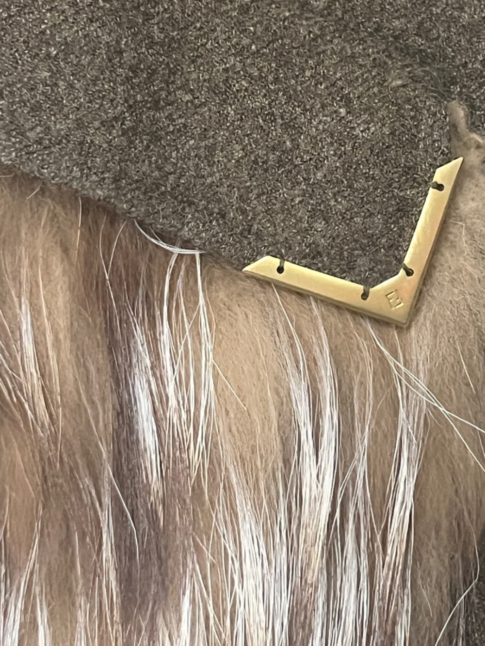 Fendi Brown Wool Trench Coat with Fur Pocket Accents - Picture 3 of 4